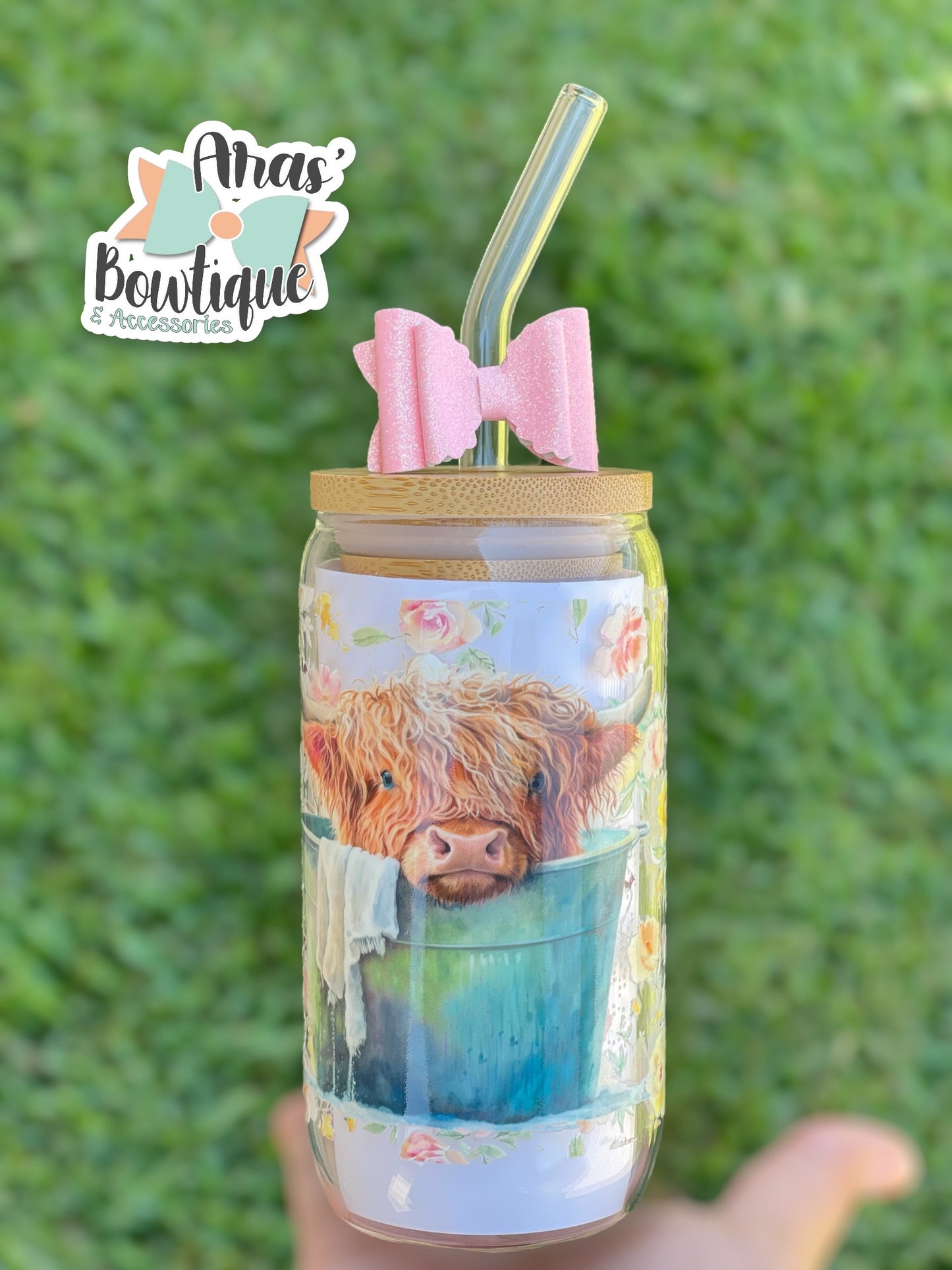 Highland Cow Glass Cup