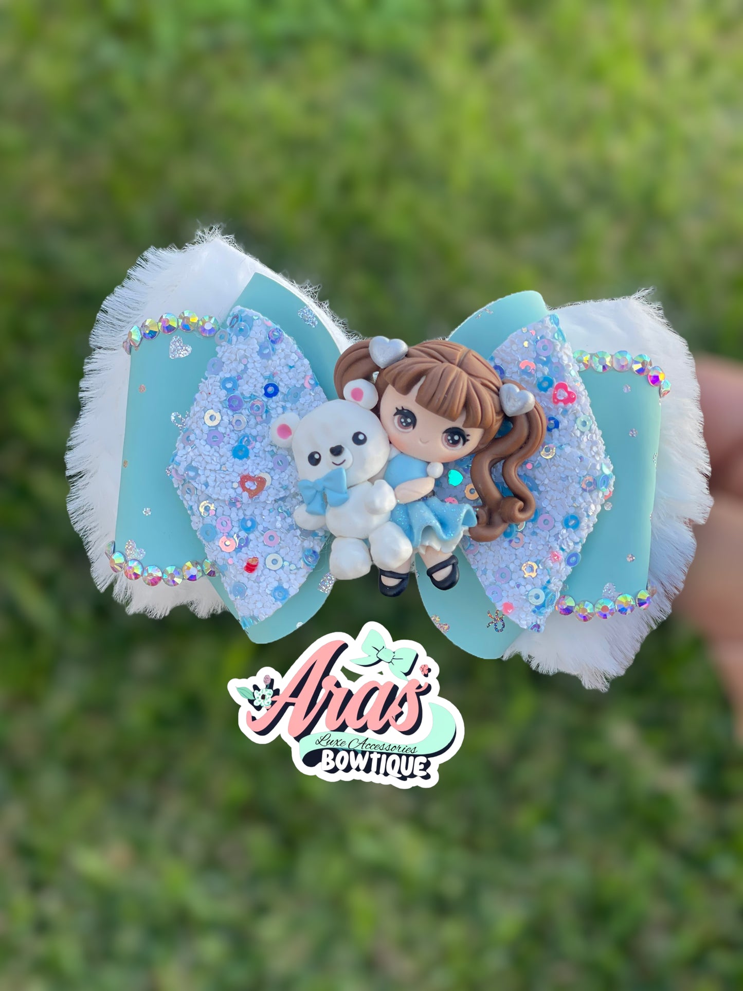 4.5in Teddy Bear Fur Bow