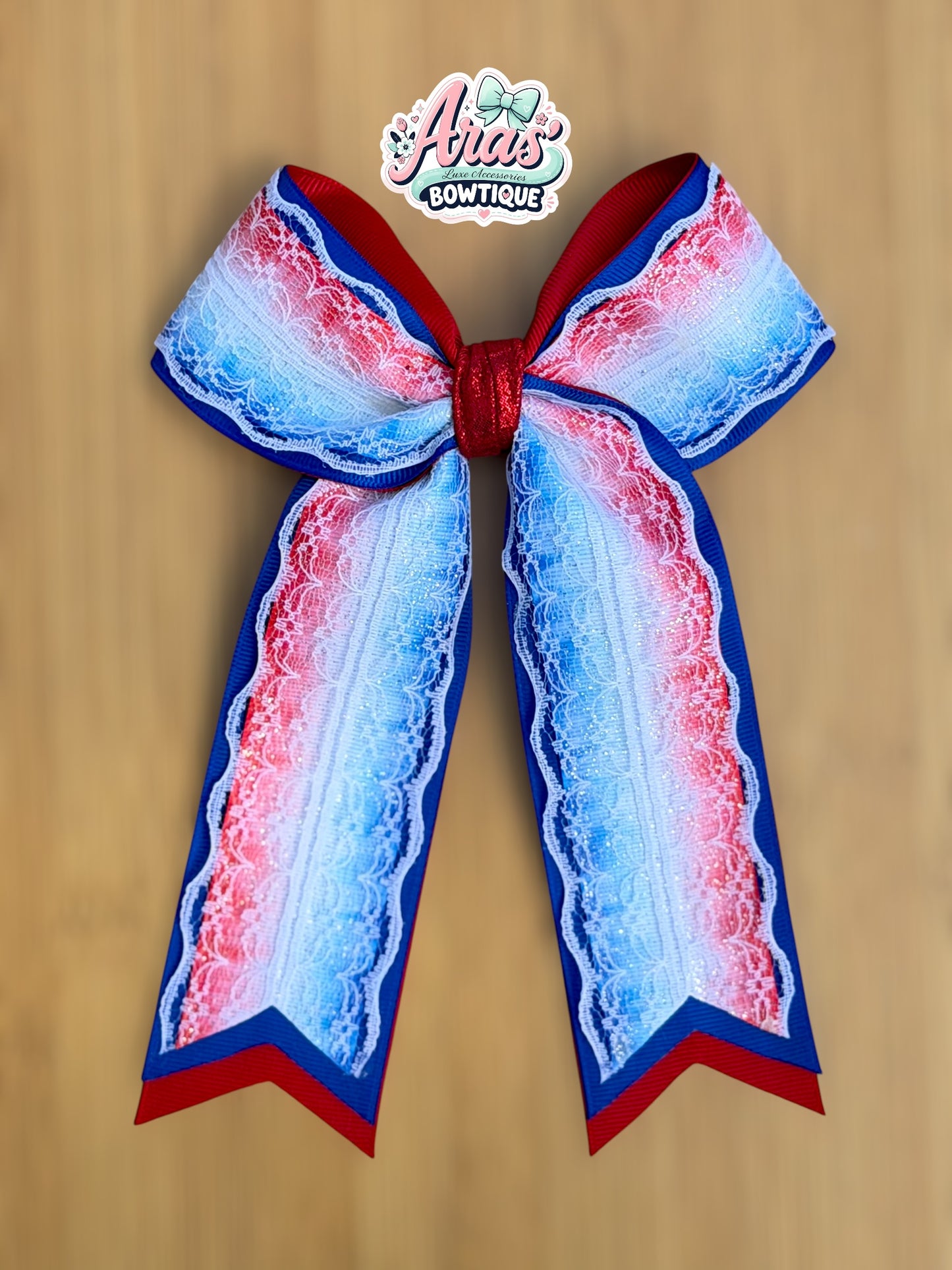 Lace patriotic bow