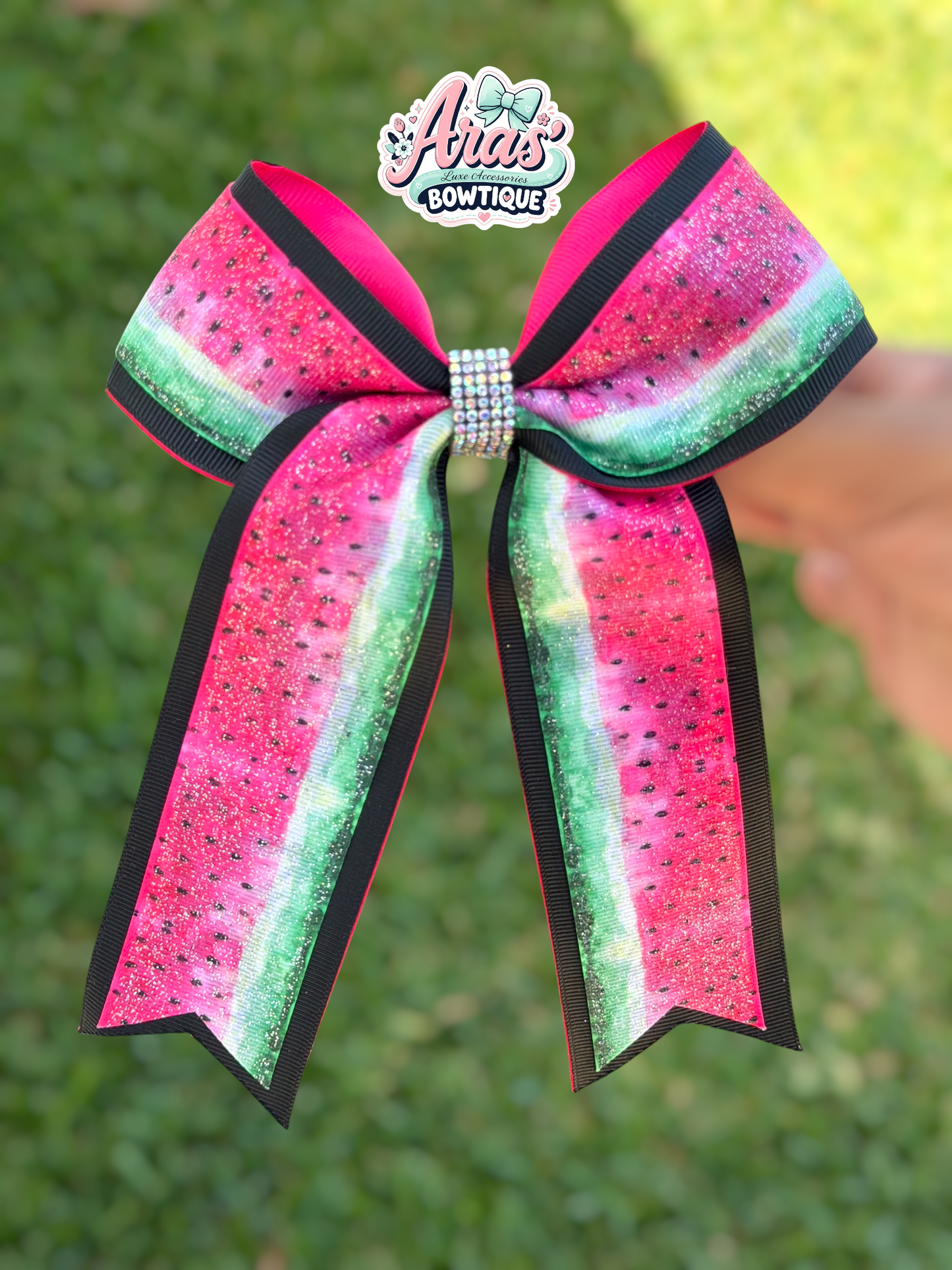 Pink & Black Watermelon Bow