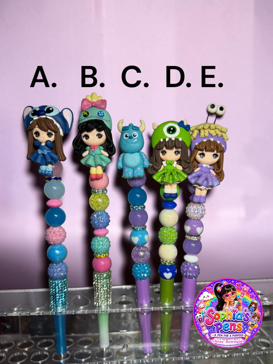 Long Character Beaded Pens