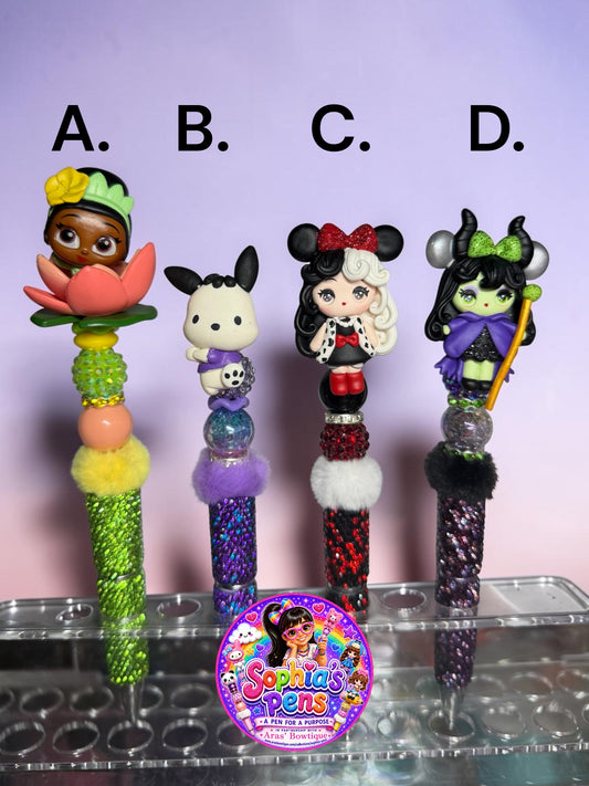 Rhinestone Character Beaded Pens