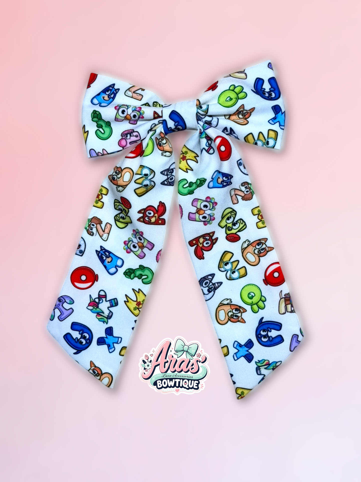 Blue dog letters Bow