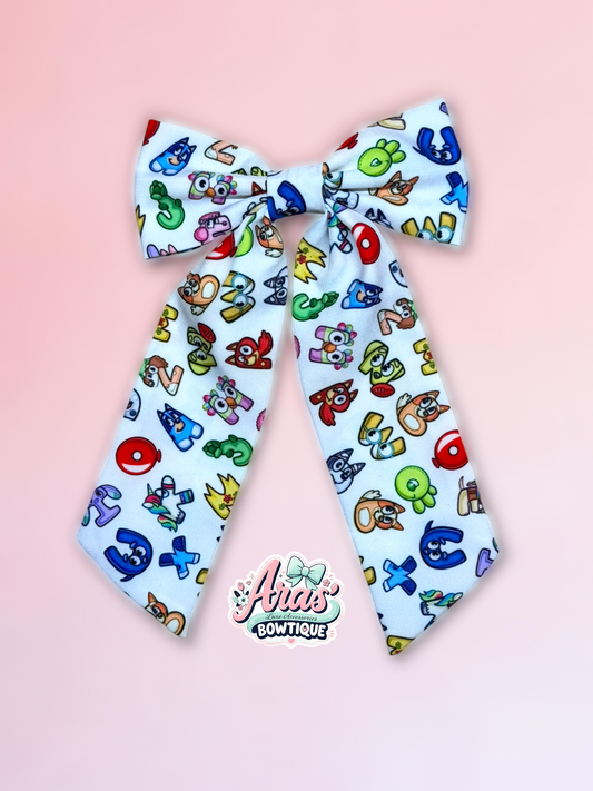 Blue dog letters Bow