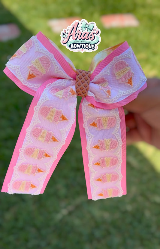 Vanilla &Strawberry Ice Cream Lace Bow